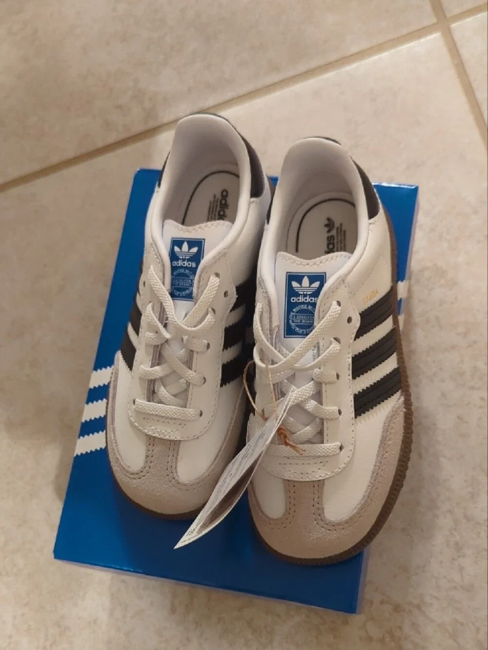 New Adidas White/Black Samba Low-Top Sneakers with Gum Sole